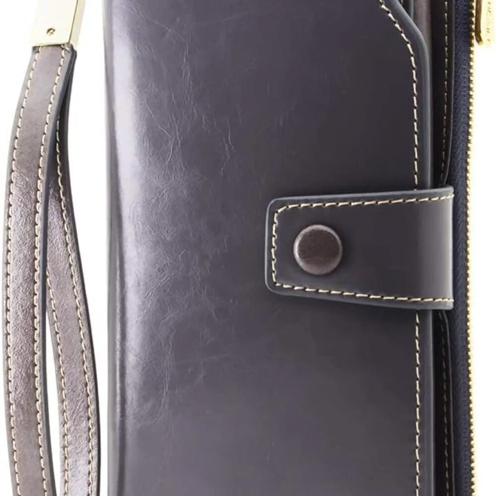 Genuine Leather RFID Wallet with Large Capacity, Card Slots, Coin Pocket
